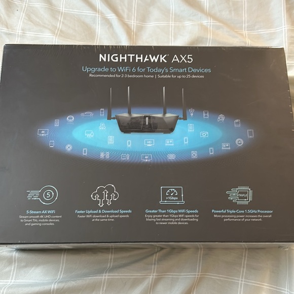 Brand new, never opened, Netgear Nighthawk AX5. AX4200, 5-Steam WiFi Router - Picture 2 of 5
